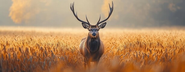 Poster - Majestic Deer in a Golden Field