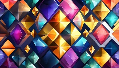 Wall Mural - Luxe Jewel Toned Geometric Backdrop Featuring Interlocking Shapes