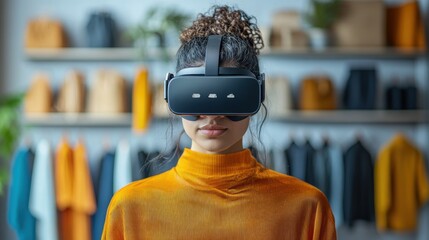 Sticker - Young Woman Using VR Headset