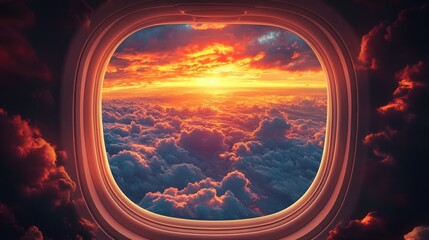 Wall Mural - Sunset View from Airplane Window