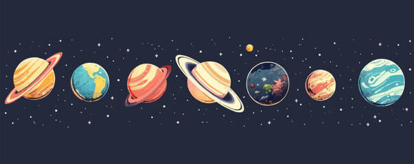 Wall Mural - toy planets on a white background. vector flat minimalistic isolated