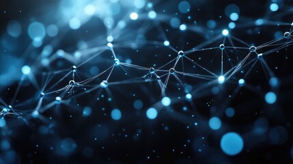 Futuristic Abstract Network Illustration with Nodes for Technology and Innovation Concepts