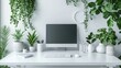 © Ummeya - Stylish Minimalist White Office Desk with Modern Decor: Perfect for Contemporary Workspace Inspiration