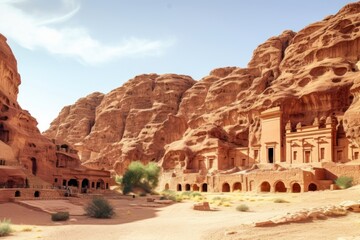 Canvas Print - Landscape petra day architecture.