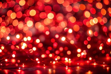 Wall Mural - close-up of blurry red lights creating festive mood