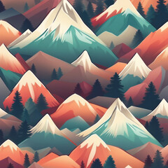 Canvas Print - beautiful mountain illustration background