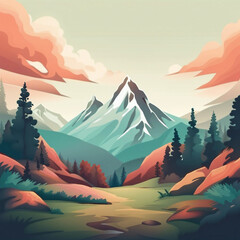 Canvas Print - beautiful mountain illustration background