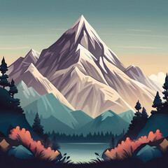 Canvas Print - beautiful mountain illustration background