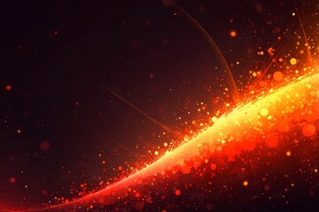 A glowing wave of fiery light with particles trailing off, set against a dark background, delivering an intense, energetic, and futuristic visual impact.