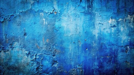 Poster - Beautiful grunge wall texture with layers of blue paint in various tones on a blue background