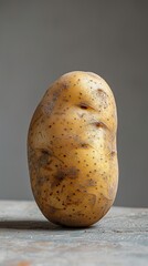 Poster - Close-up of a Single Potato on a Rustic Table