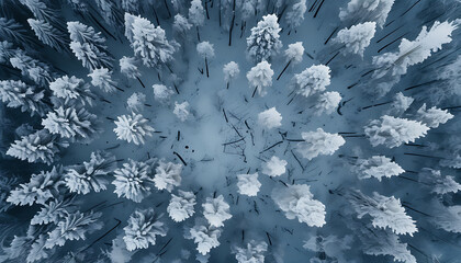 Sticker - Stunning Aerial View of Winter Forest