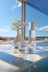 Poster - Droper skincare perfume bottle window.