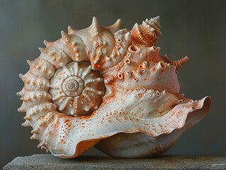 Close-up of a Seashell with Intricate Spiral Pattern