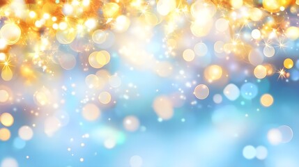 Poster - Abstract Blue and Gold Bokeh Lights Background