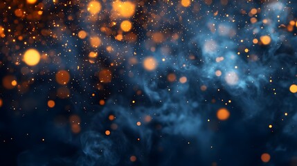 Abstract Blue and Orange Background with Bokeh Lights