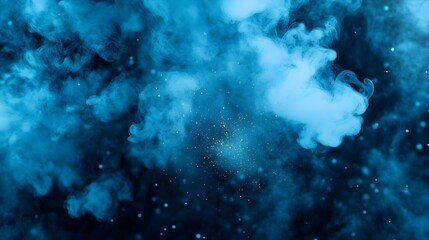 Poster - Abstract Blue Smoke with Golden Sparkles Background