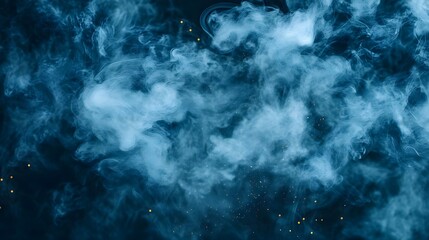 Wall Mural - Abstract Blue Smoke with Golden Sparkles Background