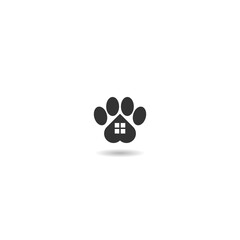 Canvas Print - Dog house and paw print pet icon with shadow