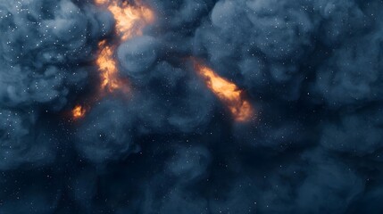 Wall Mural - Abstract Smoke & Fire Background, Dark Blue & Orange