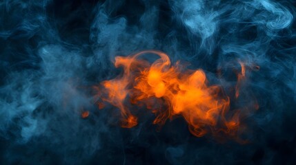 Sticker - Abstract Smoke Texture Background, Blue and Orange