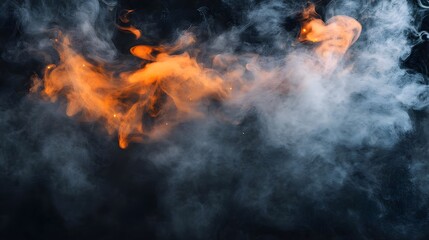 Canvas Print - Abstract Smoke Texture, Orange & Gray, Dramatic Background