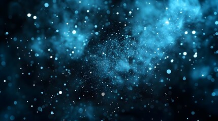 Poster - Blue Abstract Bokeh Background with Sparkles