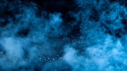 Canvas Print - Blue Smoke with Glittering Lights Background