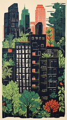 Sticker - New york city architecture metropolis cityscape.