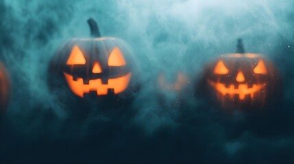 Sticker - Glowing Jack-o'-Lanterns in Smoke for Halloween