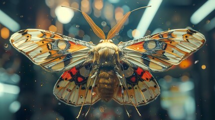 Wall Mural - Close-Up of a Colorful Butterfly with Delicate Wings