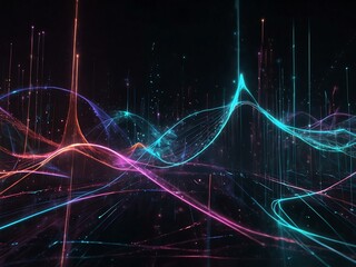 Abstract digital art with glowing lines and particles in a seamless loop.