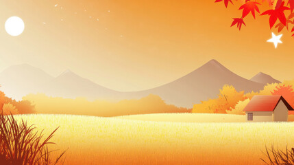 Autumn outdoor nature scenery in illustration style