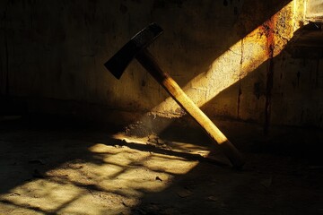 Canvas Print - A Hammer Resting in a Beam of Light on a Dusty Floor