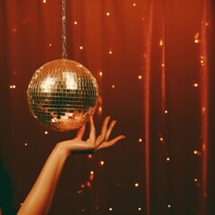 Canvas Print - Disco ball lighting hanging holding.