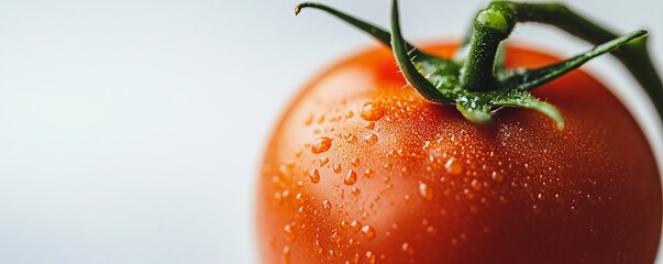 Close-up of fresh tomato with water