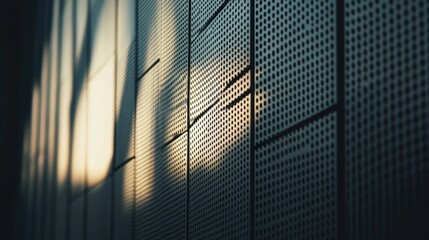 Canvas Print - Architectural Abstract with Perforated Metal Panels and Sunlight