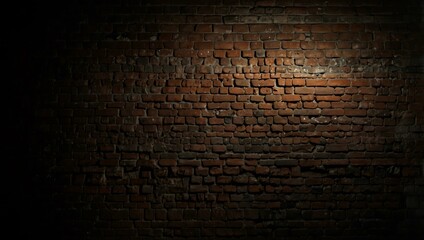 Poster - Ancient brick wall texture illuminated in dim light.