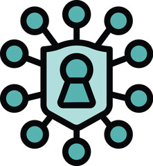 Canvas Print - Network security system is protecting user data with a keyhole symbol inside a shield icon