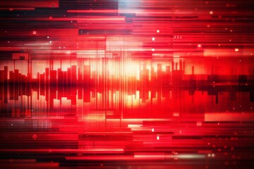 Wall Mural - abstract red digital background with sparkling lines and shapes