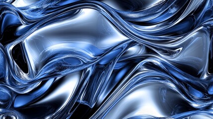 Wall Mural - Abstract Blue Fluid Art: Digital Painting Background