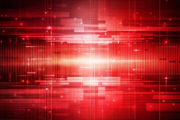 Wall Mural - futuristic red digital background with glowing lights and grid