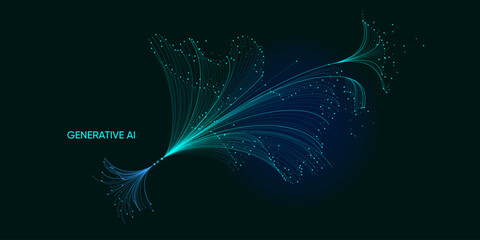 Wall Mural - illustration of abstract stream information. generate image, video from prompt concept. big data, te