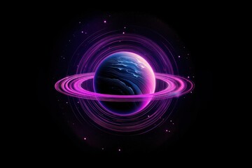 Poster - Neon Saturn astronomy universe planet.