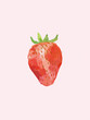 © Connect Images - Watercolor illustration of a ripe strawberry on a soft pink background.