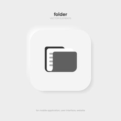 Poster - 3d folder icon isolated on white background. Document symbol. 3d file icon. Binder sign modern, simple, vector, icon for website design, mobile app, ui. Vector Illustration