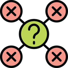 Wall Mural - this icon represents a decision making process, showing one correct choice among multiple wrong opti