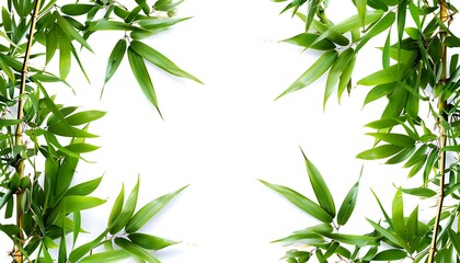 Wall Mural - Bamboo leaves isolated on white background with copy space for text