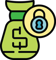 Wall Mural - Money bag with dollar sign secured with lock representing finance and investment security