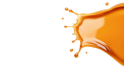 Aufkleber - Vibrant orange liquid splash on black background, showcasing fluid dynamics and bright color ideal for creative designs and compositions.